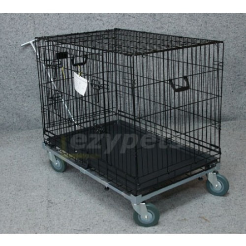 Size adjustable transport trolley for collapsible pet crate