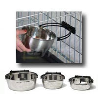 VEBO Stainless Steel Pet Bowl with Cage Attachment (3 sizes)