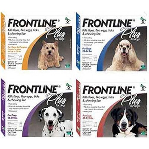 Pack of 6 Frontline Plus flea control for dogs (4 sizes)