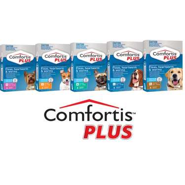 Pack of 6 Comfortis PLUS All-in-one  Flea and Worm Control Tablets for Dogs (Pink)