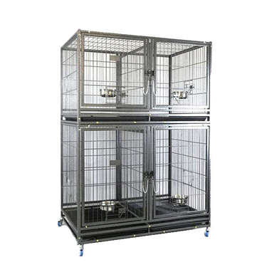 VEBO Metal Tube Stackable Twin Dog Cage (4 Berth Small/Large)