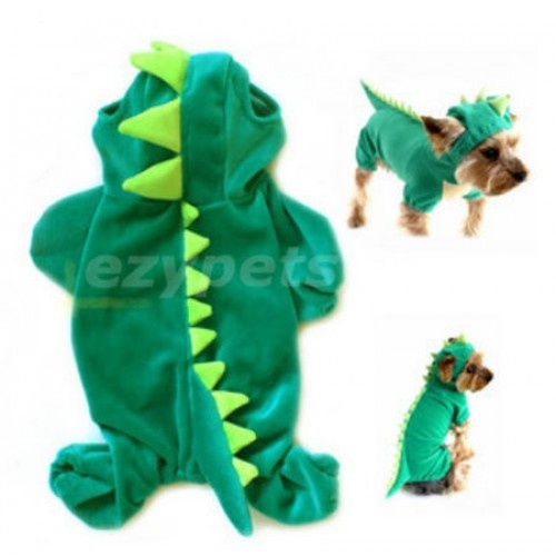 Plush Velvet-feel Dinosaur Costume Coat for Dogs (XSmall)