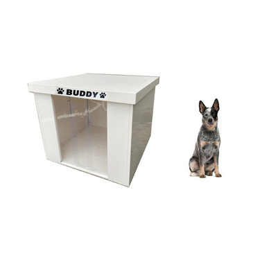 VEBO Outdoor Flat Roof Metal Dog Kennel House (Small) 