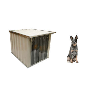 VEBO Outdoor Flat Roof Metal Dog Kennel House (Small/Medium)