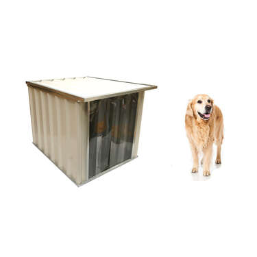 VEBO Outdoor Flat Roof Metal Dog Kennel House (Medium)